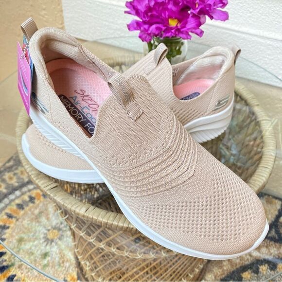 SKECHERS STRETCH FIT AIR COOLED MEMORY FOAM SNEAKERS 9 TAUPE - Picture 4 of 16